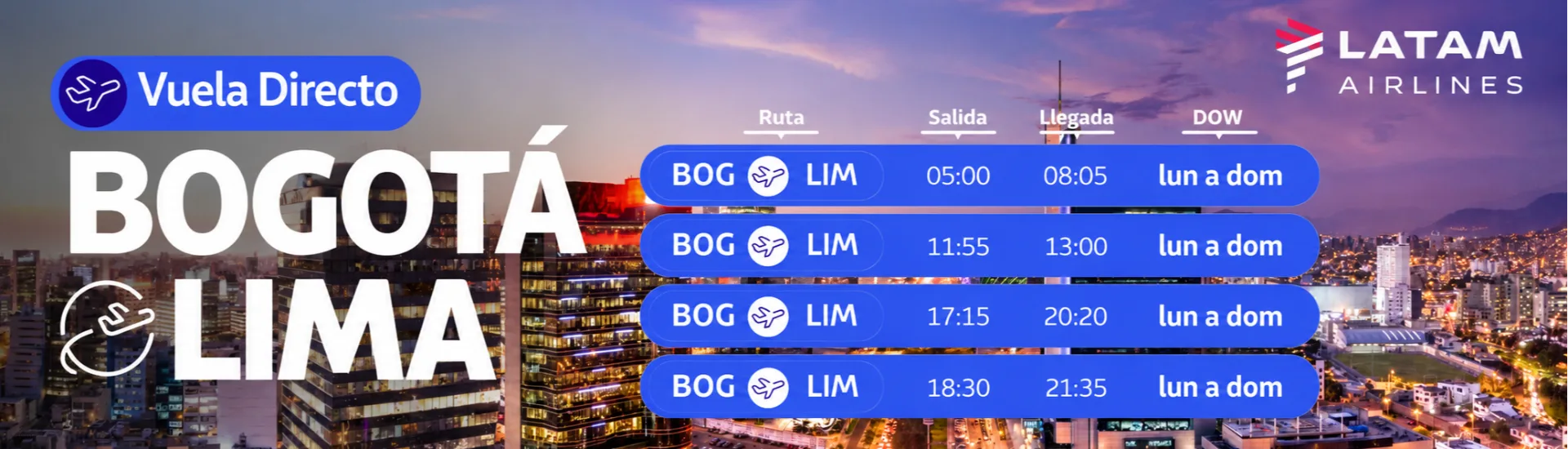 LATAM Airlines te lleva de Bogotá a Lima